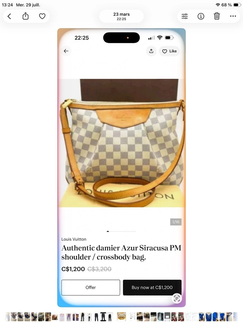 Louis Vuitton Syracuse PM Checkered Shoulder Bag in Beige & Tan